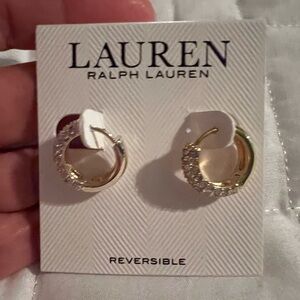 Lauren Ralph Lauren Gold and Silver Crystal Hoop Earrings
